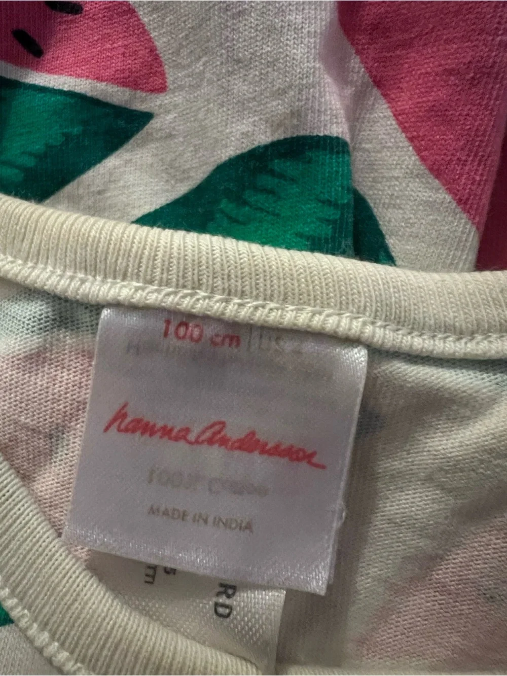 Hanna Andersson White Dress with Pink & Green Watermelon Print
